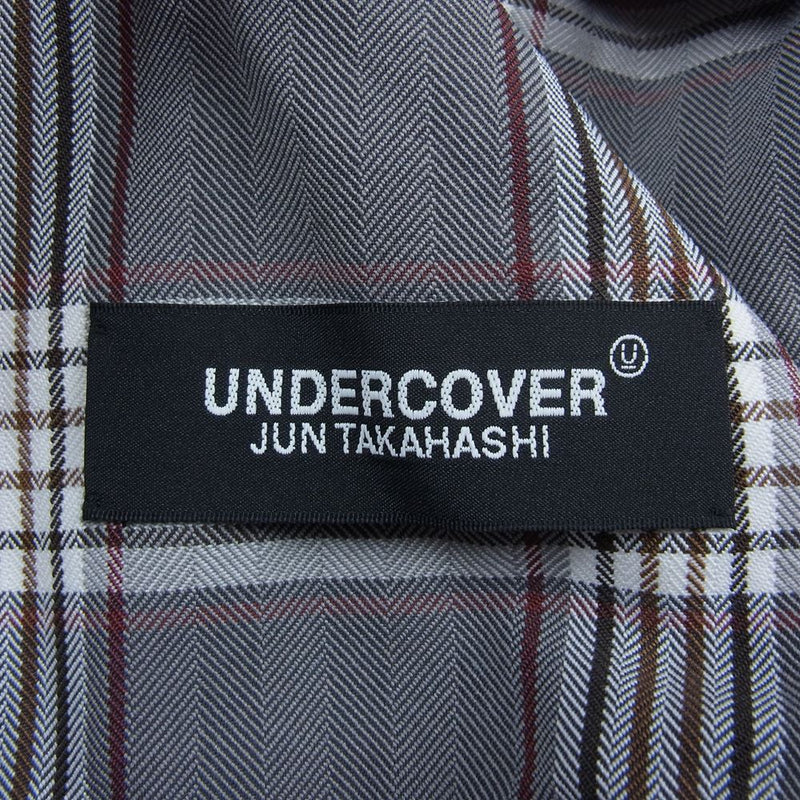 UNDERCOVER アンダーカバー 22SS UC1B4204 ニット パーカー チェック シャツ ドッキング ジップ ジャケット エンジ系  3【美品】【中古】