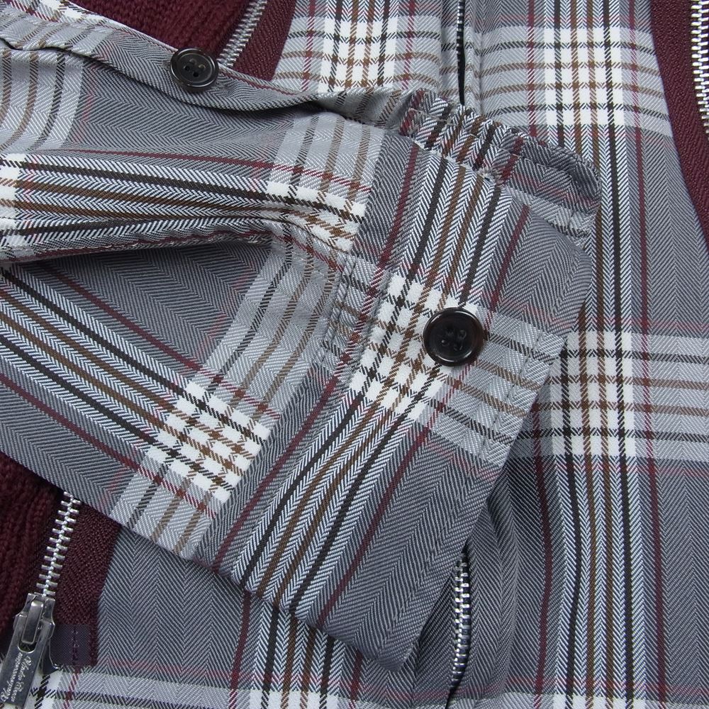 UNDERCOVER アンダーカバー 22SS UC1B4204 ニット パーカー チェック シャツ ドッキング ジップ ジャケット エンジ系 3【美品】【中古】