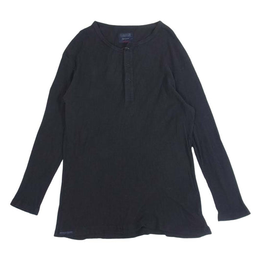 Yohji Yamamoto ヨウジヤマモト REGULATION MEN 21SS HD-T58-072 WAFFLE HENLEY NECK B レギュレーション ヘンリーネック 製品染め ワッフル ロングスリーブTシャツ ブラック系 3【中古】