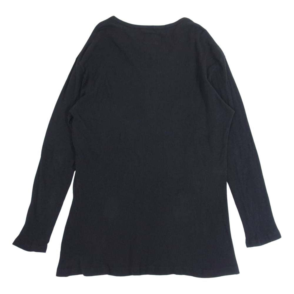 Yohji Yamamoto ヨウジヤマモト REGULATION MEN 21SS HD-T58-072 WAFFLE HENLEY NECK B レギュレーション ヘンリーネック 製品染め ワッフル ロングスリーブTシャツ ブラック系 3【中古】