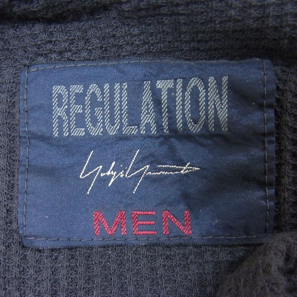 Yohji Yamamoto ヨウジヤマモト REGULATION MEN 21SS HD-T58-072 WAFFLE HENLEY NECK B レギュレーション ヘンリーネック 製品染め ワッフル ロングスリーブTシャツ ブラック系 3【中古】