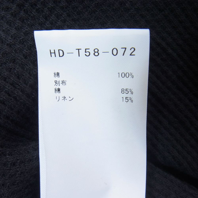Yohji Yamamoto ヨウジヤマモト REGULATION MEN 21SS HD-T58-072 WAFFLE HENLEY NECK B レギュレーション ヘンリーネック 製品染め ワッフル ロングスリーブTシャツ ブラック系 3【中古】