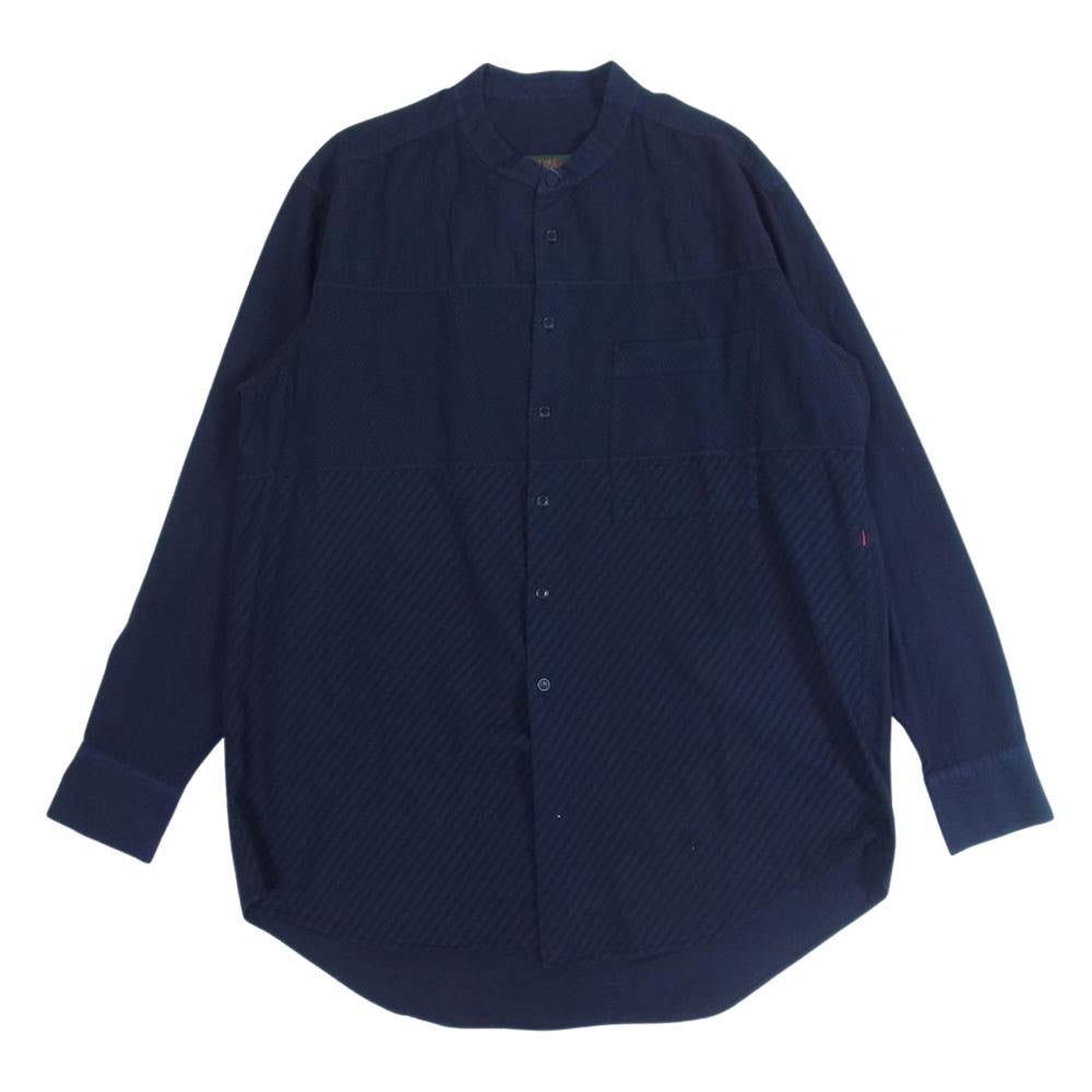 ケイシーケイシー 19HC278 バンドカラー ポケット付き 切替 長袖 シャツ ブラック系 M【中古】