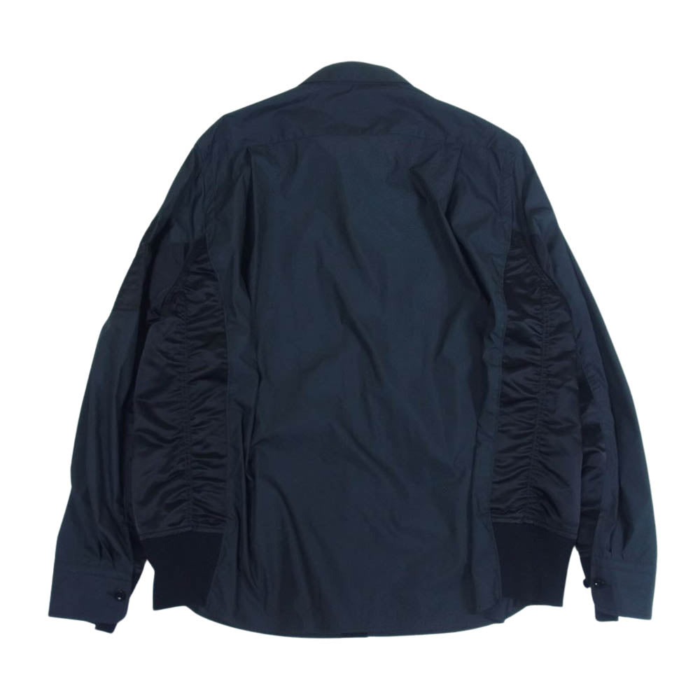 Sacai サカイ 22SS 22-02848M COTTON WEATHER SHIRT ドッキング 切替 コットン ウェザー フルジップ 長袖 シャツ ブラック系 3【中古】