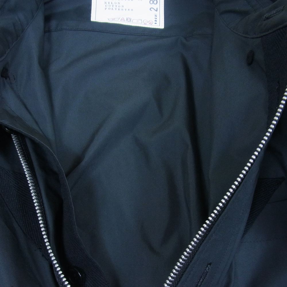 Sacai サカイ 22SS 22-02848M COTTON WEATHER SHIRT ドッキング 切替 コットン ウェザー フルジップ 長袖 シャツ ブラック系 3【中古】
