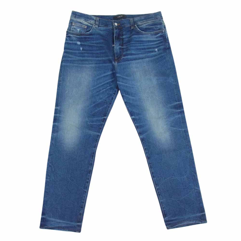 AMIRI クラッシュ加工 ストレッチ バイカー ジップフライ デニムパンツ インディゴブルー系 38【中古】