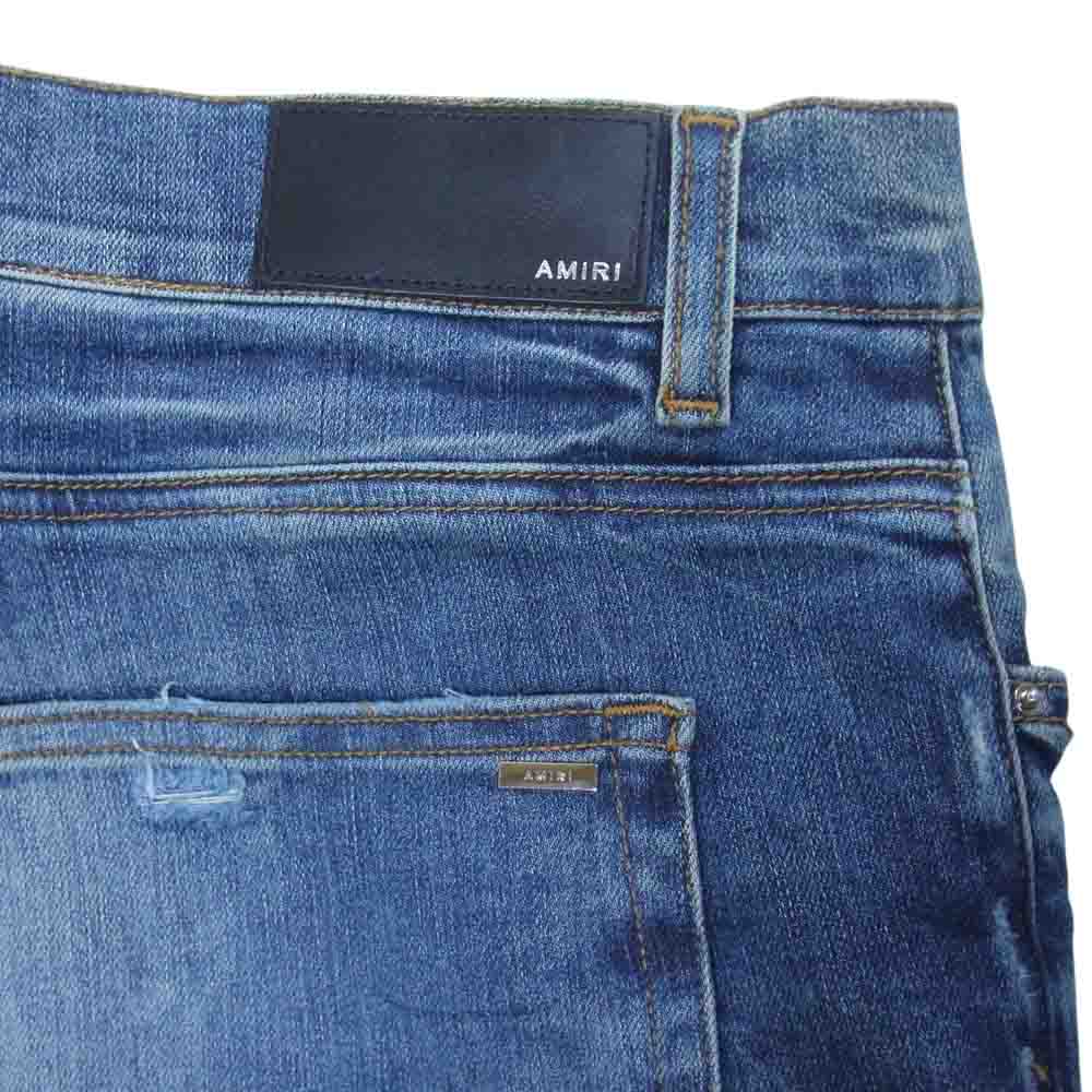 AMIRI クラッシュ加工 ストレッチ バイカー ジップフライ デニムパンツ インディゴブルー系 38【中古】
