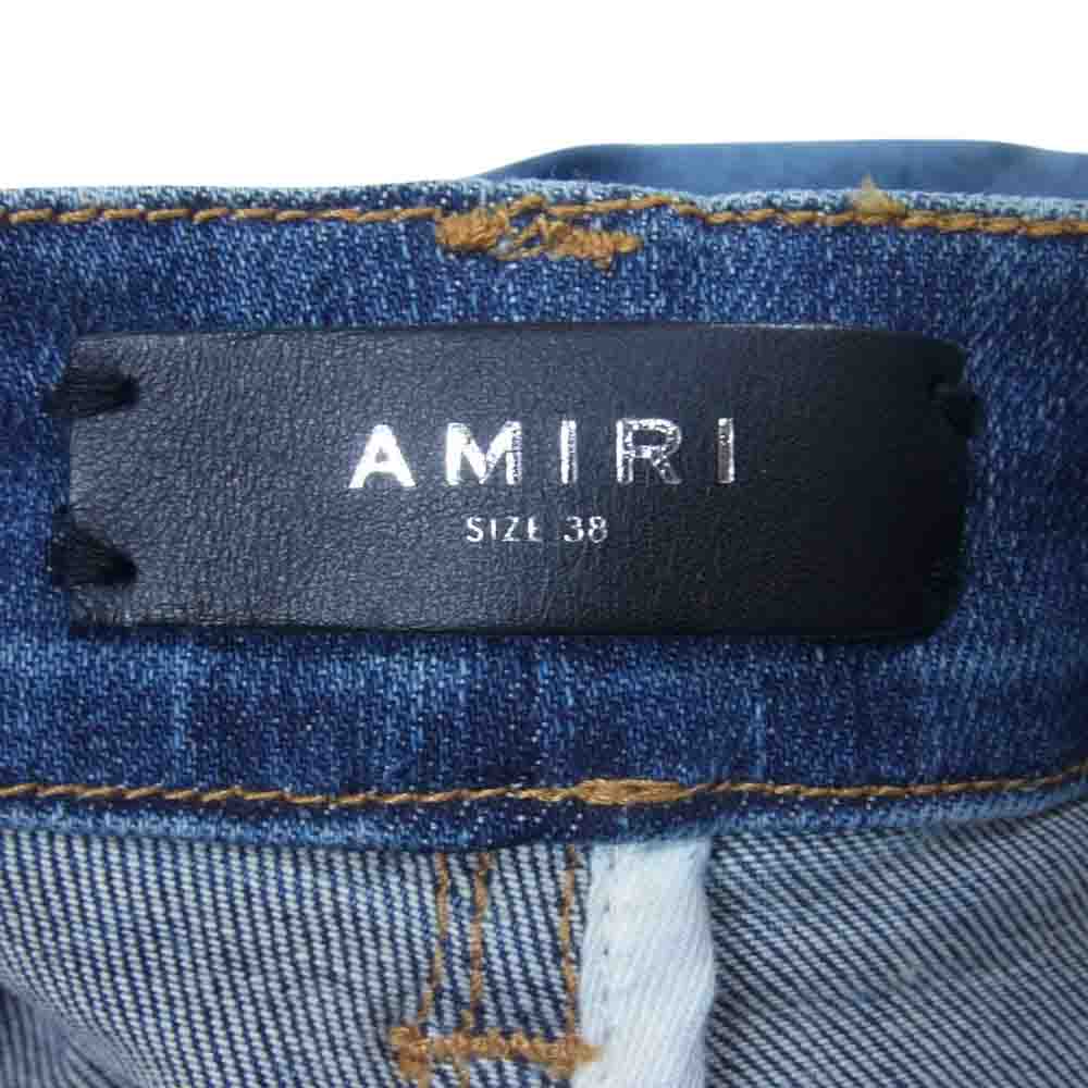 AMIRI クラッシュ加工 ストレッチ バイカー ジップフライ デニムパンツ インディゴブルー系 38【中古】