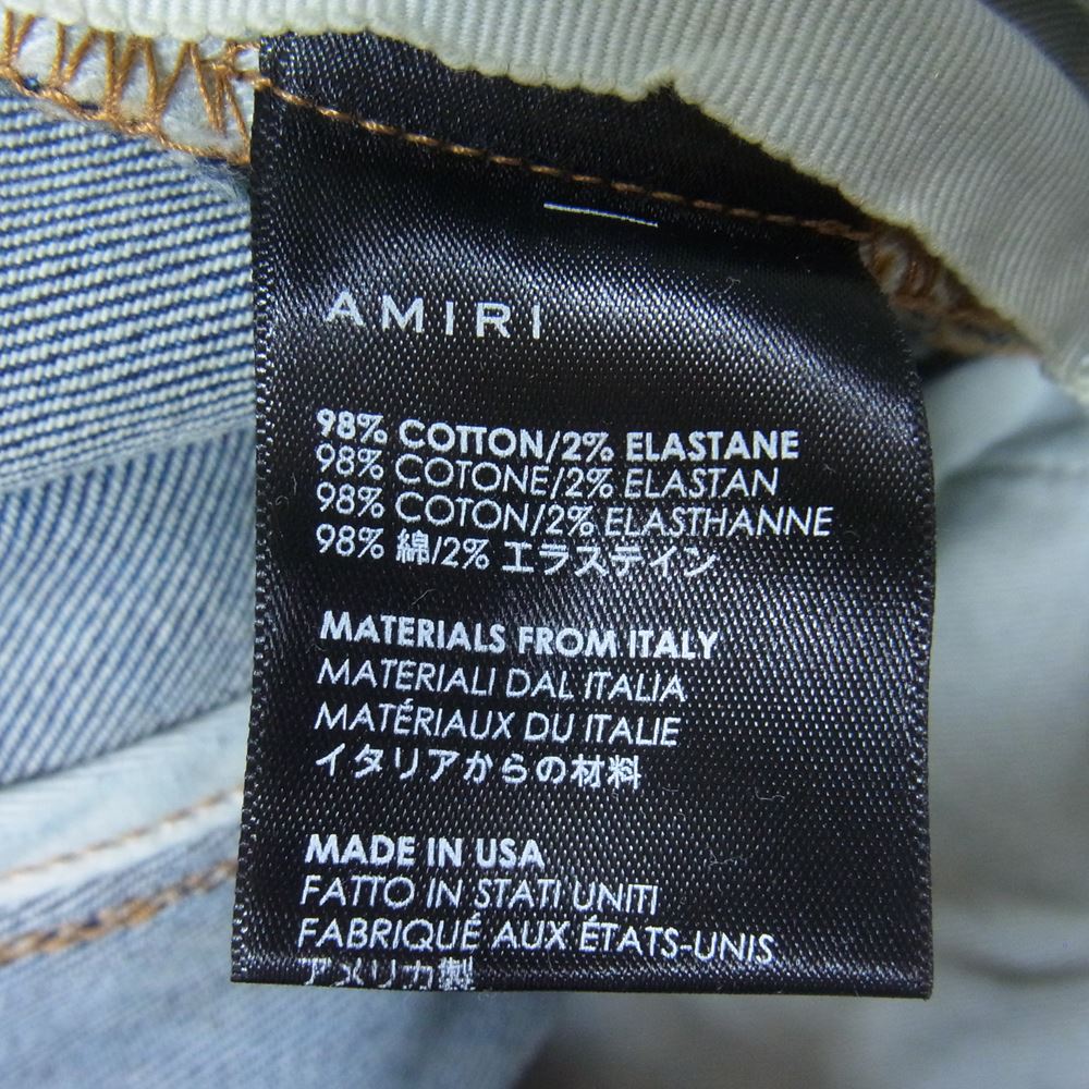 AMIRI クラッシュ加工 ストレッチ バイカー ジップフライ デニムパンツ インディゴブルー系 38【中古】