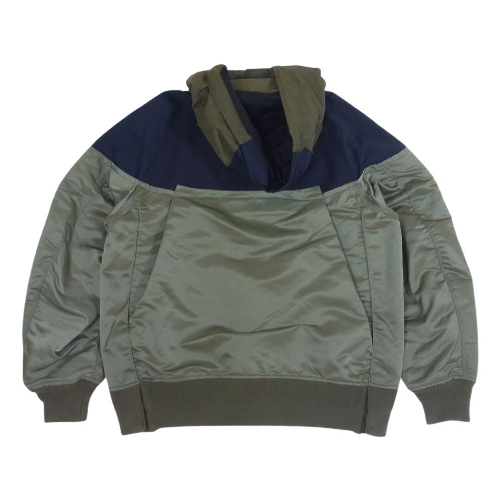 Sacai サカイ 21SS 21-02533M Nylon Twill x Outdoor Blouson ナイロンツイル アウトドア ブルゾン MA-1 ドッキング フーデッド ジャケット カーキ系 3【美品】【中古】