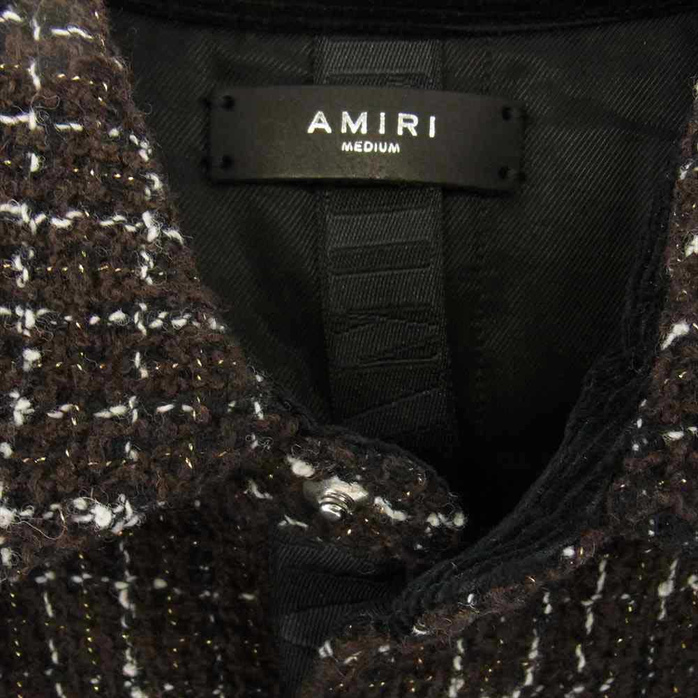 アミリ 22SS  PS22MSL010-42 国内正規品 BOUCLE PADDED OVERSHIRT ロゴ刺繍 パデッド オーバー ツイード ジャケット マルチカラー系 M【美品】【中古】