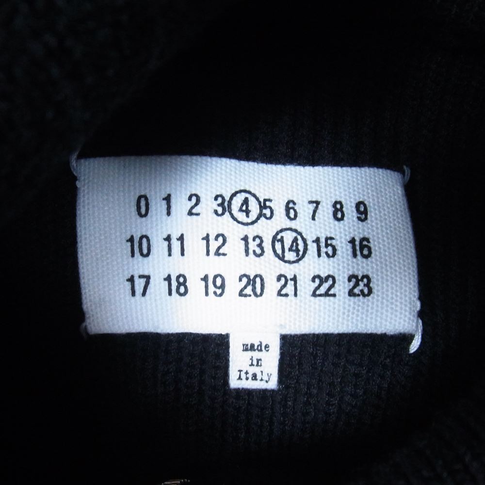MAISON MARGIELA メゾンマルジェラ 22AW SI1HA0013 S17781 ④⑭ライン コットンウール 7ゲージ ドライバーズニット ジップアップ ハイネック カーディガン ブラック系 XL【美品】【中古】
