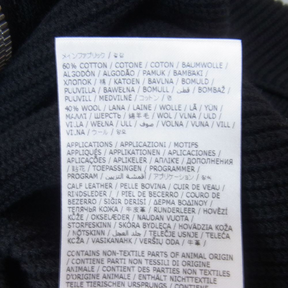 MAISON MARGIELA メゾンマルジェラ 22AW SI1HA0013 S17781 ④⑭ライン コットンウール 7ゲージ ドライバーズニット ジップアップ ハイネック カーディガン ブラック系 XL【美品】【中古】