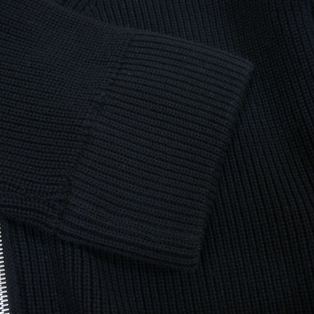 MAISON MARGIELA メゾンマルジェラ 22AW SI1HA0013 S17781 ④⑭ライン コットンウール 7ゲージ ドライバーズニット ジップアップ ハイネック カーディガン ブラック系 XL【美品】【中古】