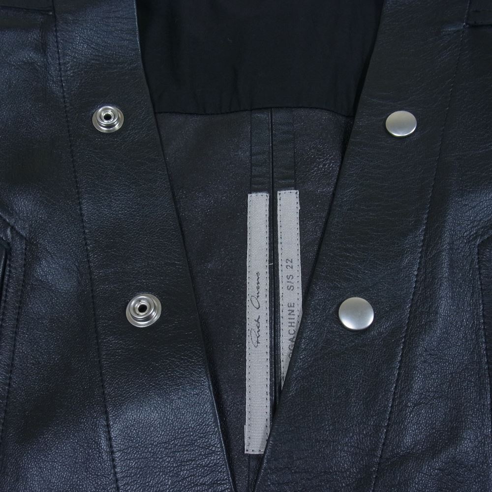 Rick Owens リックオウエンス 22SS RR01B1228-LLPX FOGPOCKET LARRY Leather Shirts フォグポケット ラリー レザー スナップボタン 長袖 シャツ ジャケット ブラック系 44【中古】