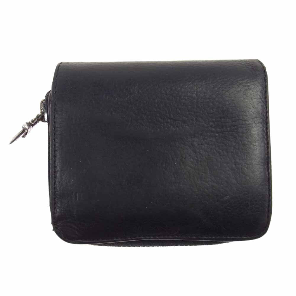 CHROME HEARTS クロムハーツ（原本無） SQ ZIP BILL スクエアジップビル ラウンドジップ レザー ウォレット 財布 ブラック系【中古】