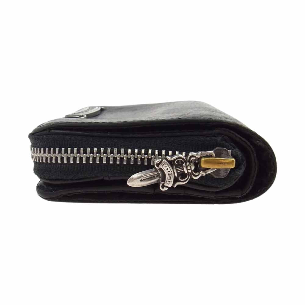 CHROME HEARTS クロムハーツ（原本無） SQ ZIP BILL スクエアジップビル ラウンドジップ レザー ウォレット 財布 ブラック系【中古】