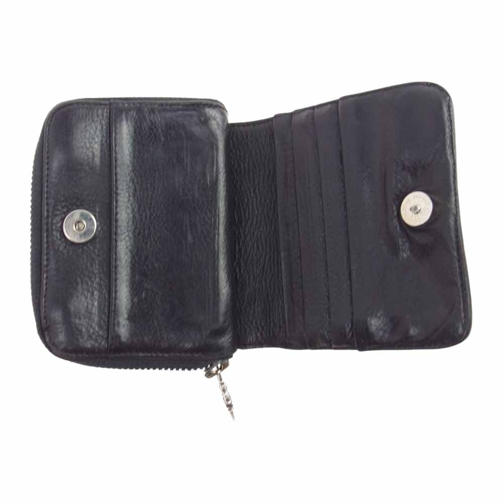 CHROME HEARTS クロムハーツ（原本無） SQ ZIP BILL スクエアジップビル ラウンドジップ レザー ウォレット 財布 ブラック系【中古】