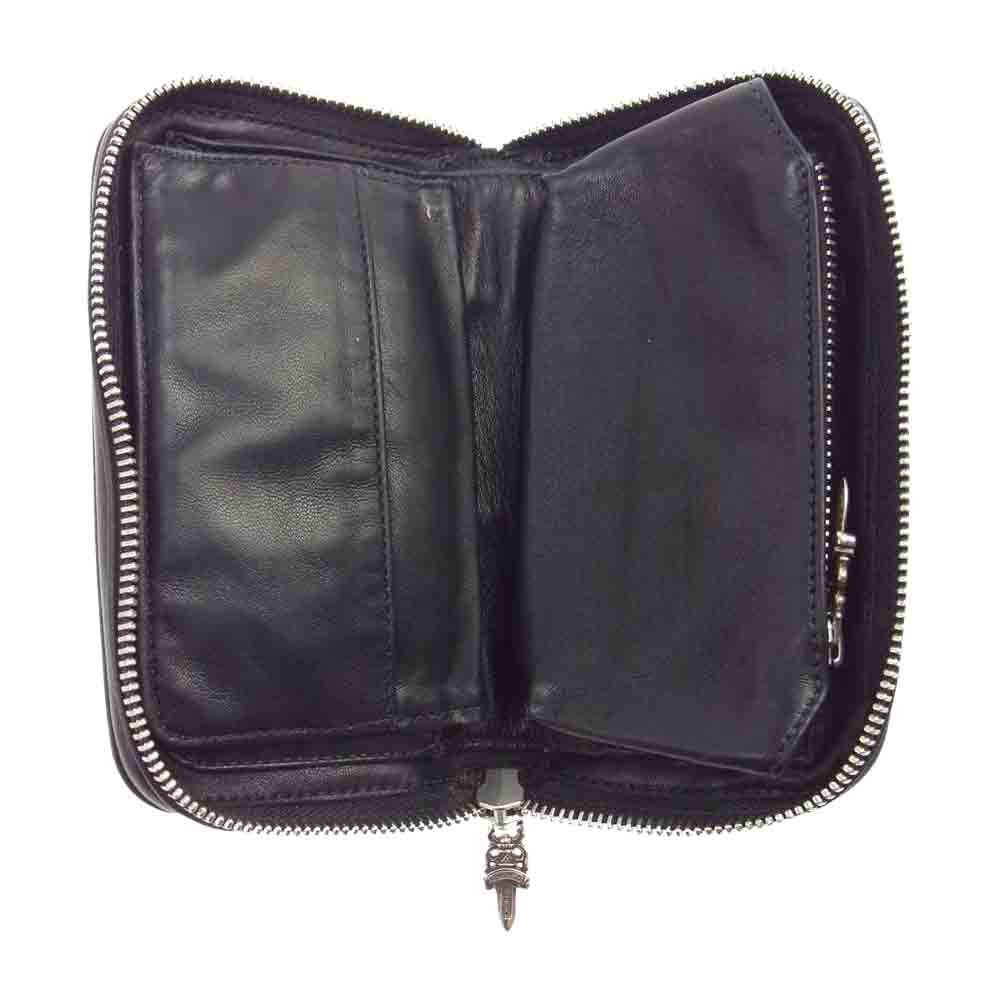 CHROME HEARTS クロムハーツ（原本無） REC F MINI ミニ ラウンドジップ レザー 財布 ブラック系【中古】