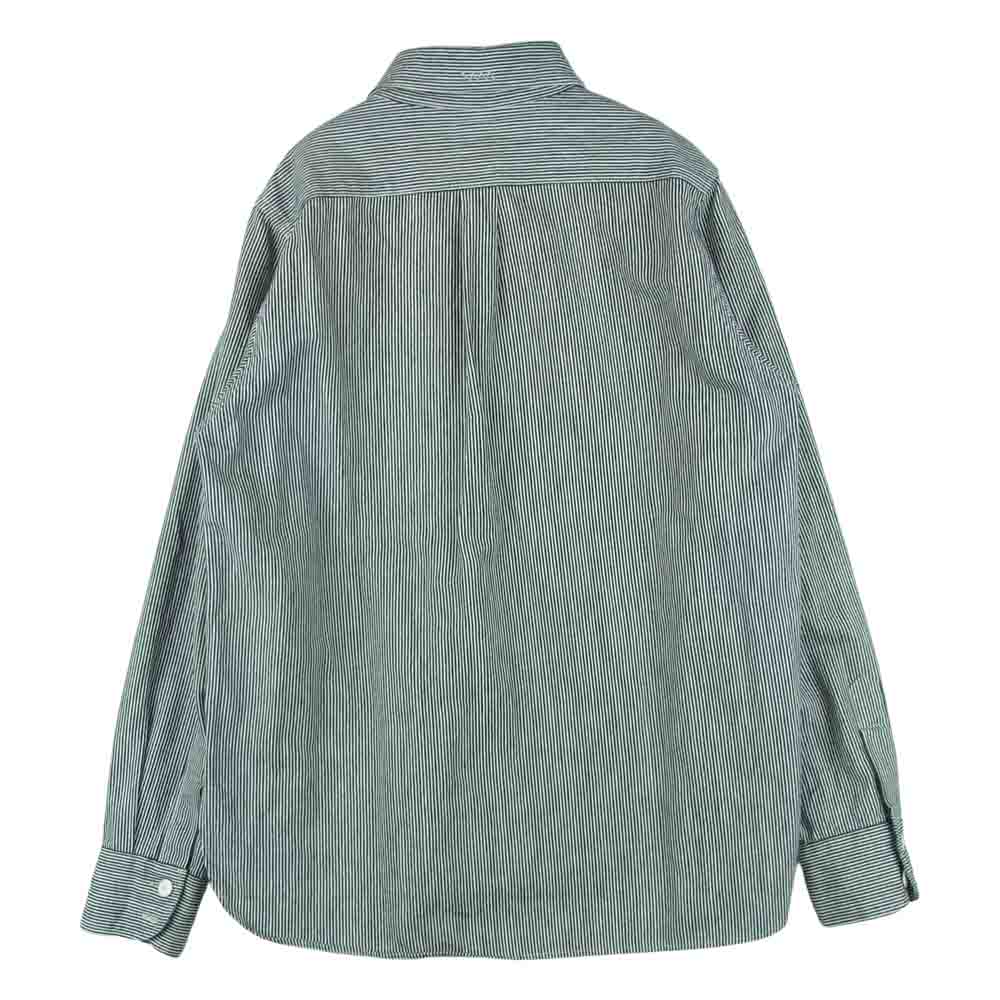 VISVIM ビズビム 18SS 0118105007003 ALPHA P.O. SHIRT L/S HICKORY アルファ ヒッコリー ストライプ 長袖 シャツ ホワイト系 ダークネイビー系 2【中古】