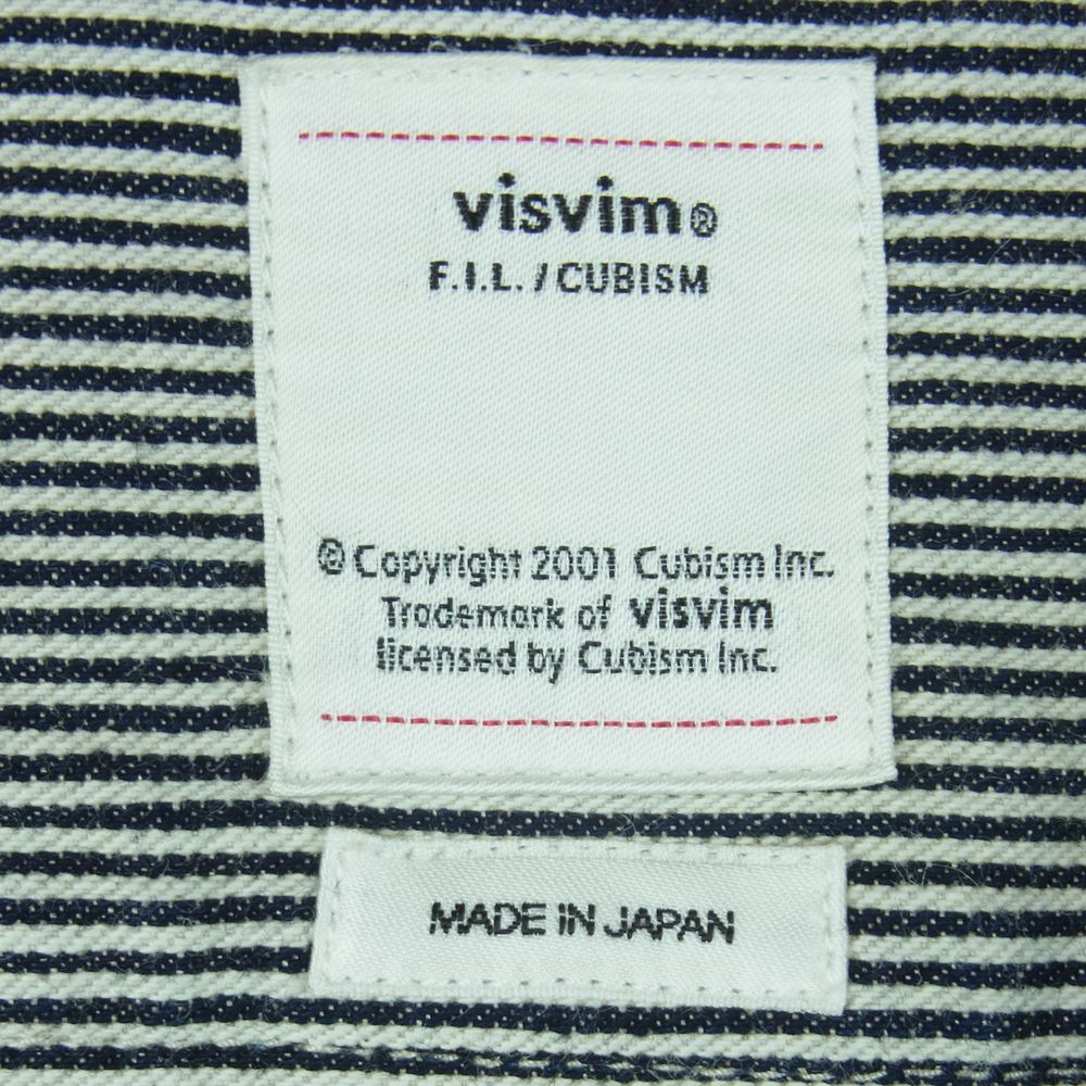 VISVIM ビズビム 18SS 0118105007003 ALPHA P.O. SHIRT L/S HICKORY アルファ ヒッコリー ストライプ 長袖 シャツ ホワイト系 ダークネイビー系 2【中古】