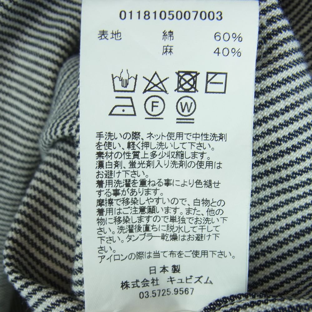VISVIM ビズビム 18SS 0118105007003 ALPHA P.O. SHIRT L/S HICKORY アルファ ヒッコリー ストライプ 長袖 シャツ ホワイト系 ダークネイビー系 2【中古】