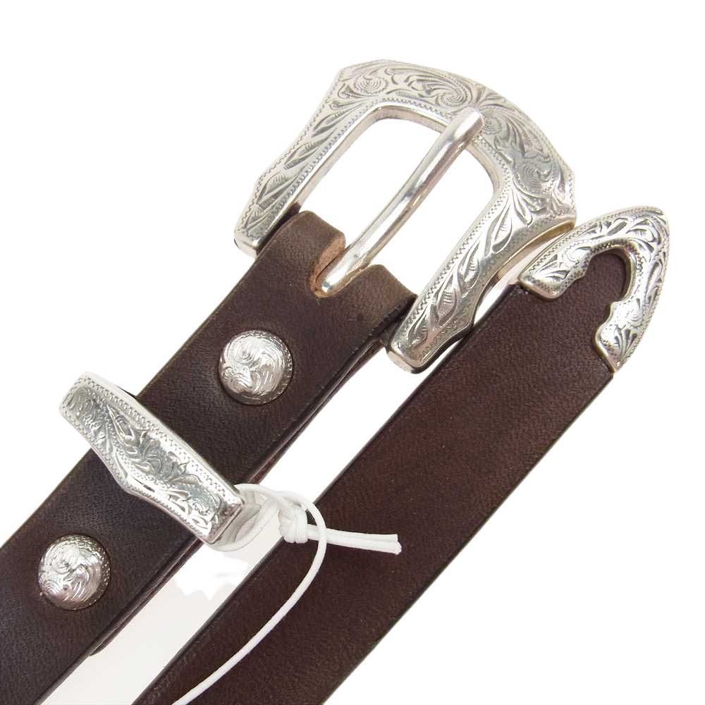 800-2277128 × ROOSTERKING＆CO. ルースターキング＆カンパニー NARROW WESTERN レザー ベルト ブラウン系【新古品】【未使用】【中古】
