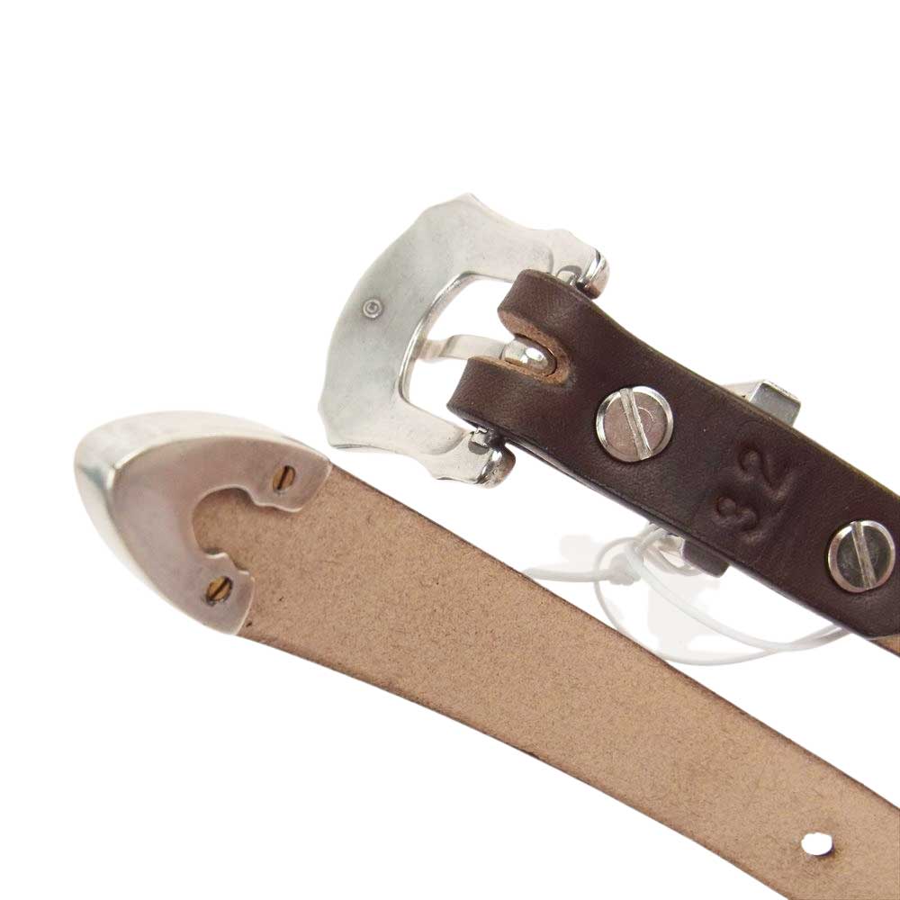 800-2277128 × ROOSTERKING＆CO. ルースターキング＆カンパニー NARROW WESTERN レザー ベルト ブラウン系【新古品】【未使用】【中古】