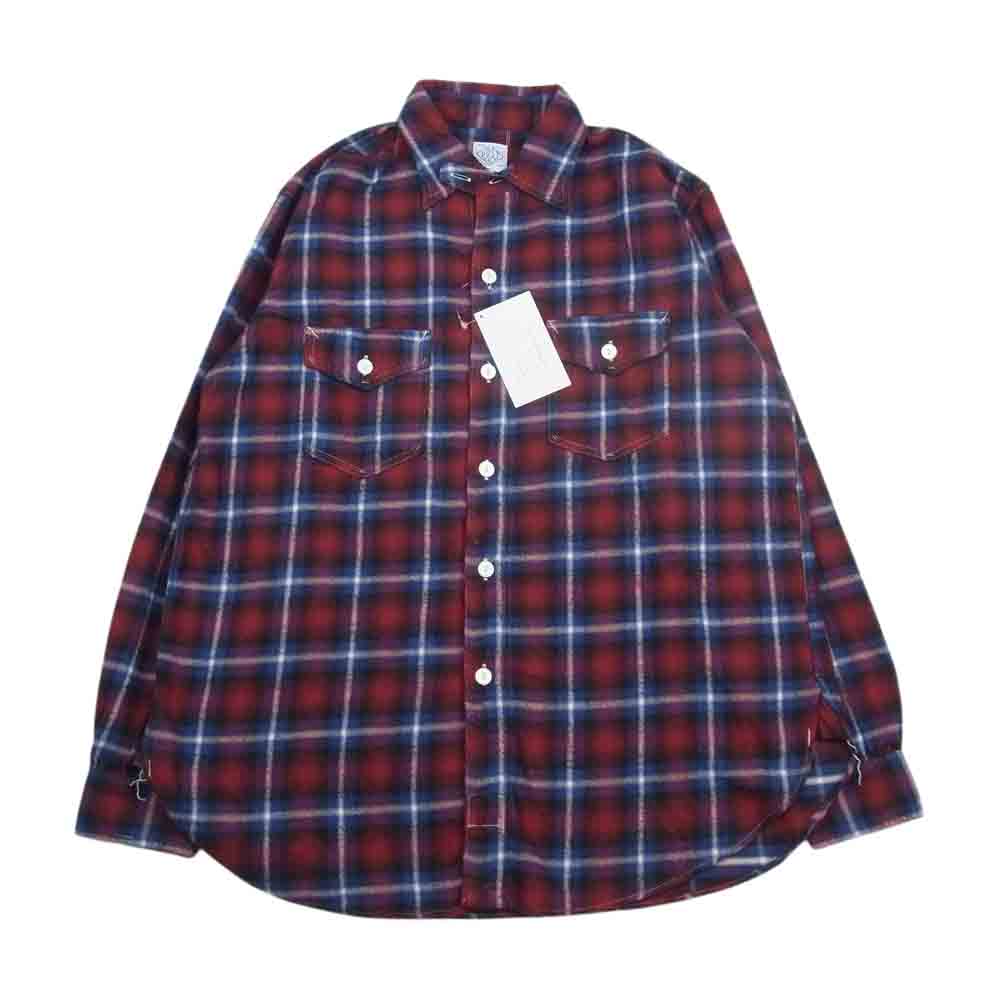 POST OVERALLS ポストオーバーオールズ 3216-FP4 The NAVY CUT 2 ネル チェック シャツ レッド系 3【新古品】【未使用】【中古】
