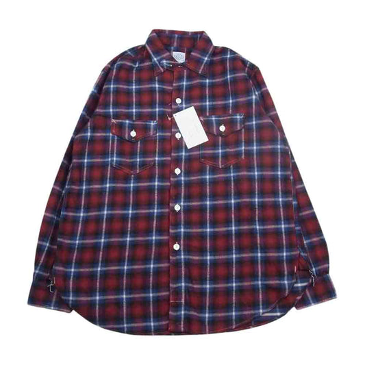 POST OVERALLS ポストオーバーオールズ 3216-FP4 The NAVY CUT 2 ネル チェック シャツ レッド系 3【新古品】【未使用】【中古】