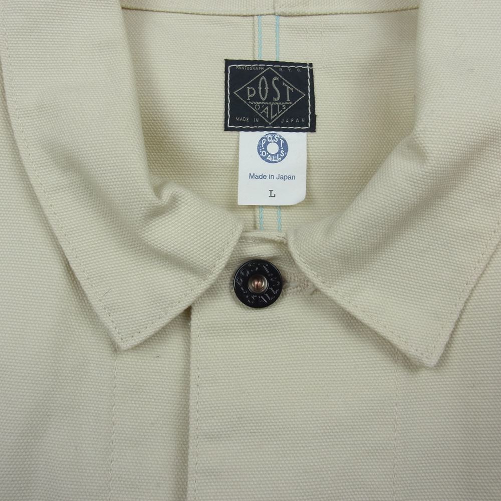 POST OVERALLS ポストオーバーオールズ 1111-CC Cotton Canvas DeLuxe Railroader コットン キャンバス カバーオール ジャケット オフホワイト系 L【新古品】【未使用】【中古】
