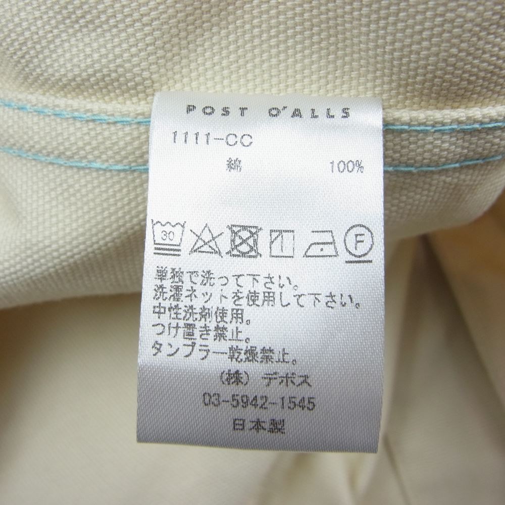 POST OVERALLS ポストオーバーオールズ 1111-CC Cotton Canvas DeLuxe Railroader コットン キャンバス カバーオール ジャケット オフホワイト系 L【新古品】【未使用】【中古】