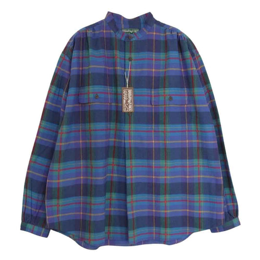 ブラウン バイ ツータックス B26-S003 Stand collar スタンドカラー シャツ large パープル系 L【新古品】【未使用】【中古】