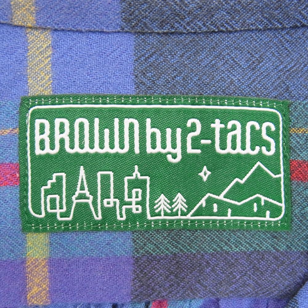 ブラウン バイ ツータックス B26-S003 Stand collar スタンドカラー シャツ large パープル系 L【新古品】【未使用】【中古】