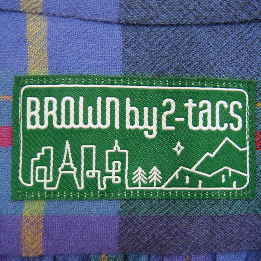 ブラウン バイ ツータックス B26-S003 Stand collar スタンドカラー シャツ small パープル系 S【新古品】【未使用】【中古】