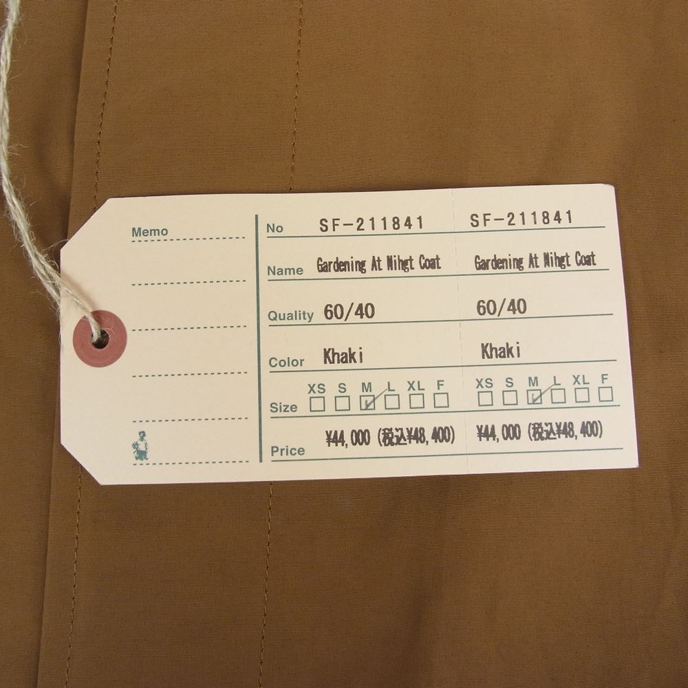 SASAFRAS ササフラス SF-211841 Gardening At Night Coat 60/40 ガーデニング アット ナイト コート カーキ系 M【新古品】【未使用】【中古】