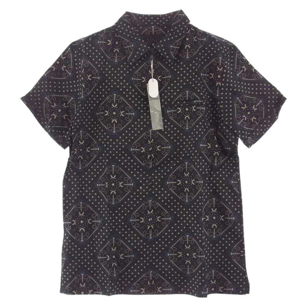 ROAR ロアー 13SS 13SRS-21 二丁拳銃 バンダナ プリント フルジップ 半袖 シャツ ブラック系 3【中古】