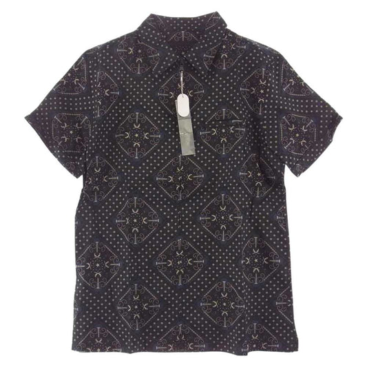 ROAR ロアー 13SS 13SRS-21 二丁拳銃 バンダナ プリント フルジップ 半袖 シャツ ブラック系 3【中古】