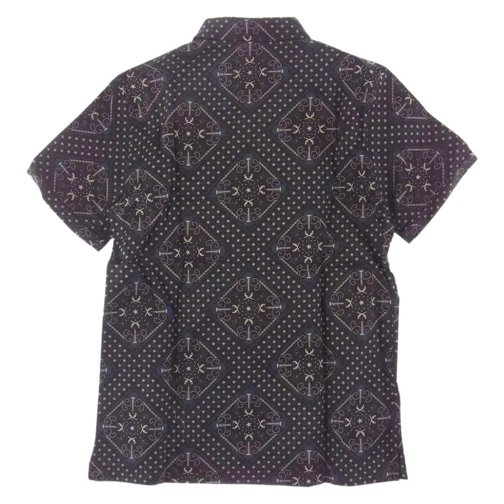 ROAR ロアー 13SS 13SRS-21 二丁拳銃 バンダナ プリント フルジップ 半袖 シャツ ブラック系 3【中古】