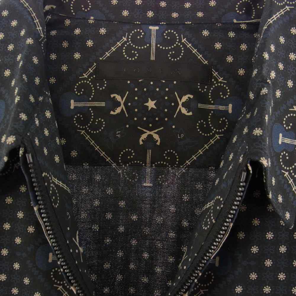 ROAR ロアー 13SS 13SRS-21 二丁拳銃 バンダナ プリント フルジップ 半袖 シャツ ブラック系 3【中古】