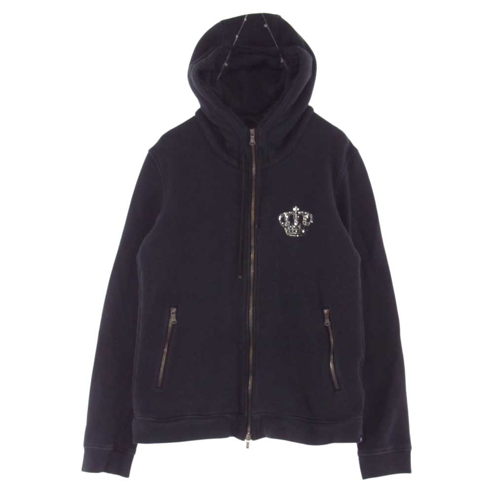 ROAR ロアー 11FRB-RF01 LOVE PEACE 二丁拳銃 クラウン ラインストーン パーカー フーディ ブラック系 4【中古】