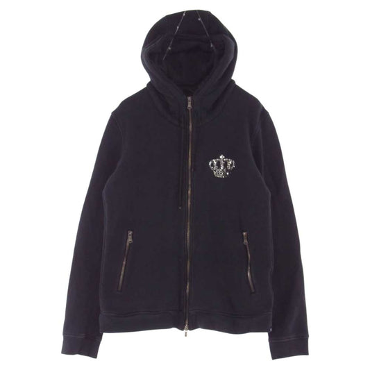 ROAR ロアー 11FRB-RF01 LOVE PEACE 二丁拳銃 クラウン ラインストーン パーカー フーディ ブラック系 4【中古】