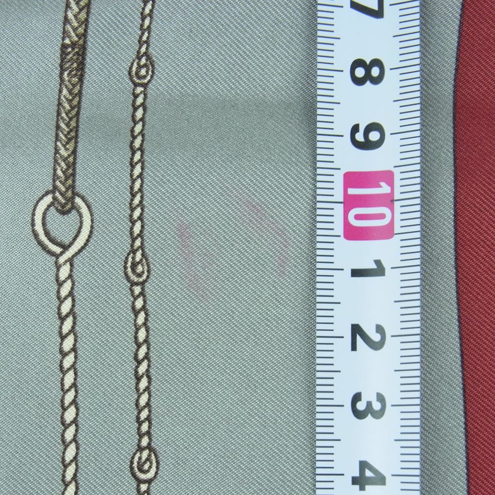 HERMES エルメス カレ 90 クリッククラック シルク100％ スカーフ scarf グレー系 レッド系【中古】