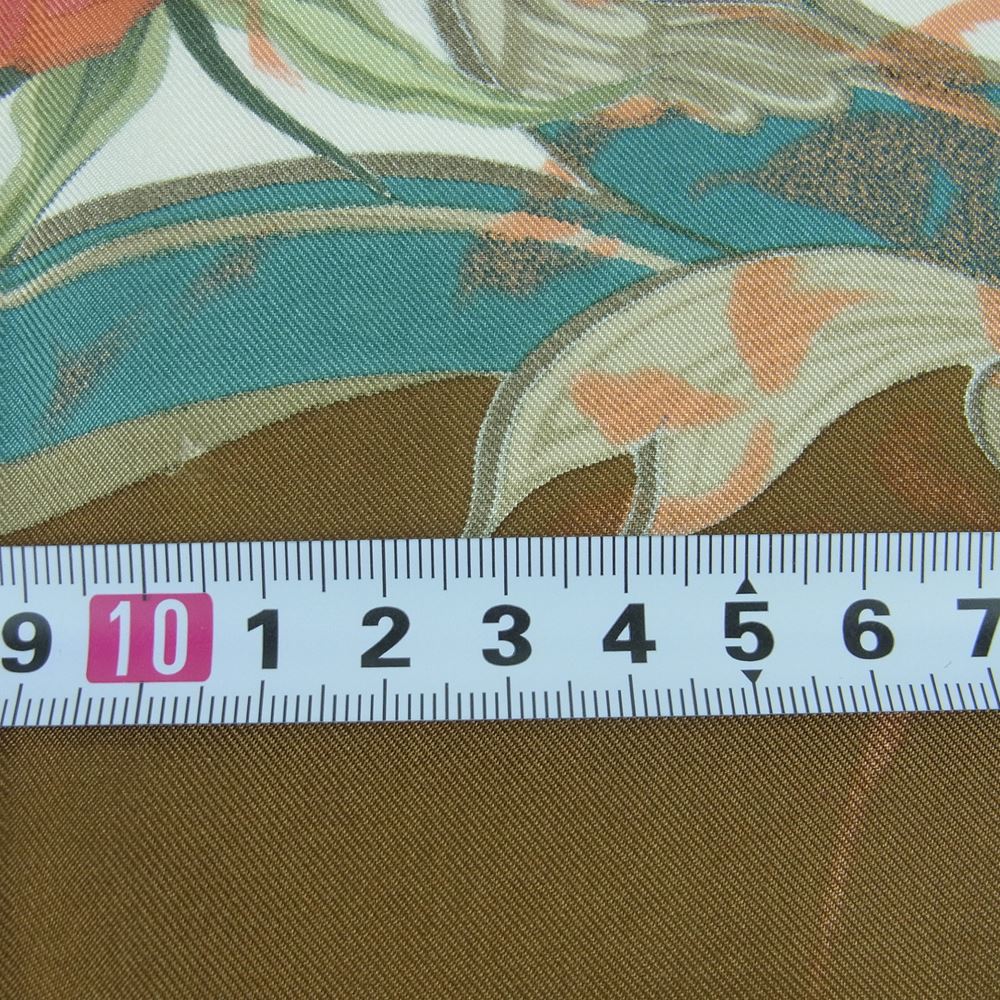 HERMES エルメス カレ 90 INGRID イングリッド フラワー シルク100％ スカーフ scarf ブラウン系 ベージュ系【中古】