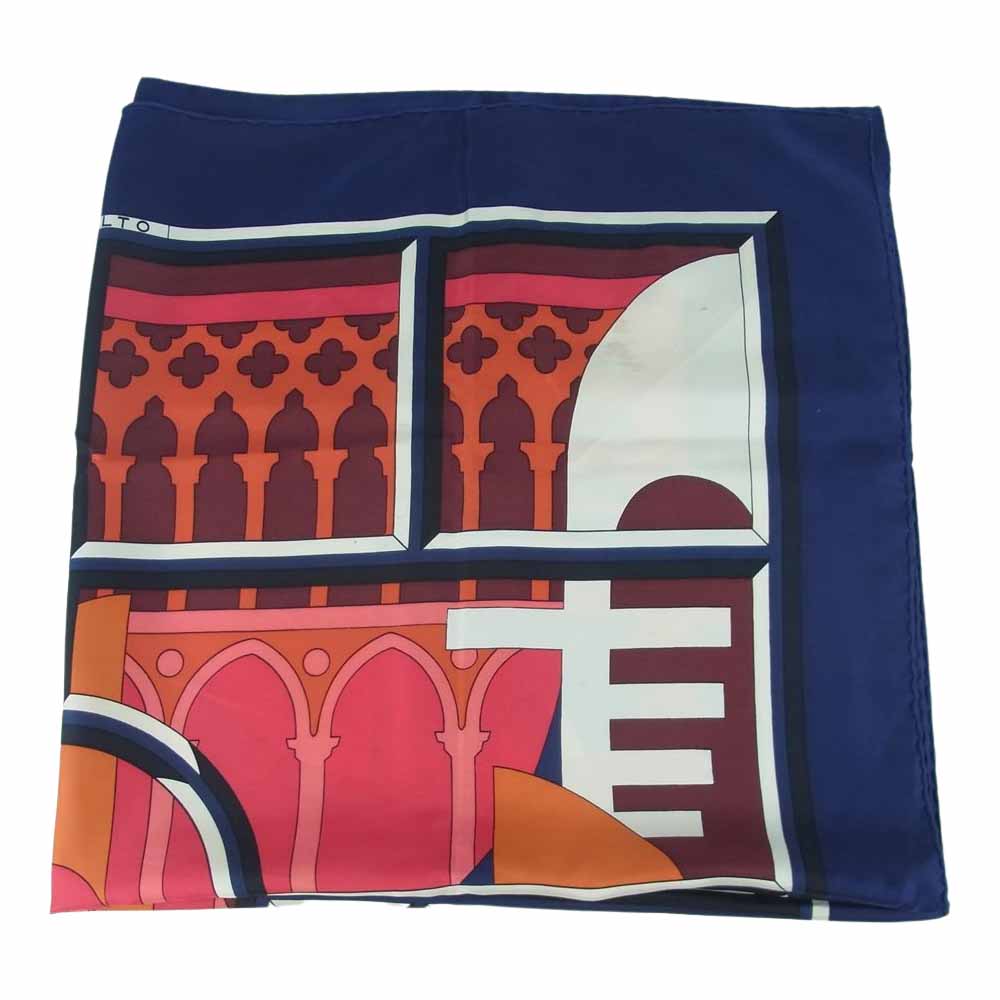 HERMES エルメス カレ 90 RIALTO シルク100％ スカーフ scarf ネイビー系 マルチカラー系【中古】