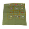 HERMES エルメス カレ 90 48頭の馬 ホース シルク100% スカーフ scarf グリーン系【中古】