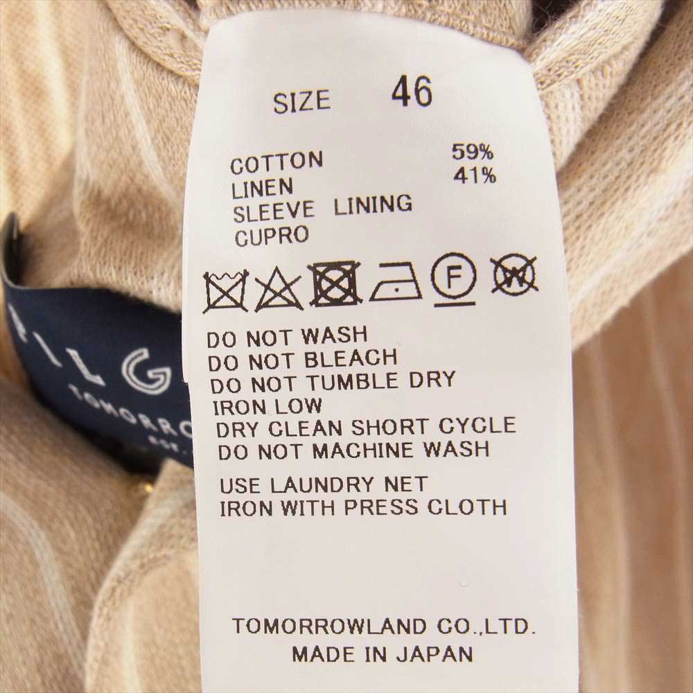 TOMORROWLAND トゥモローランド 61-07-21-07005 PILGRIM ピルグリム リネン混 ダブルテーラードジャケット ベージュ系 46【中古】