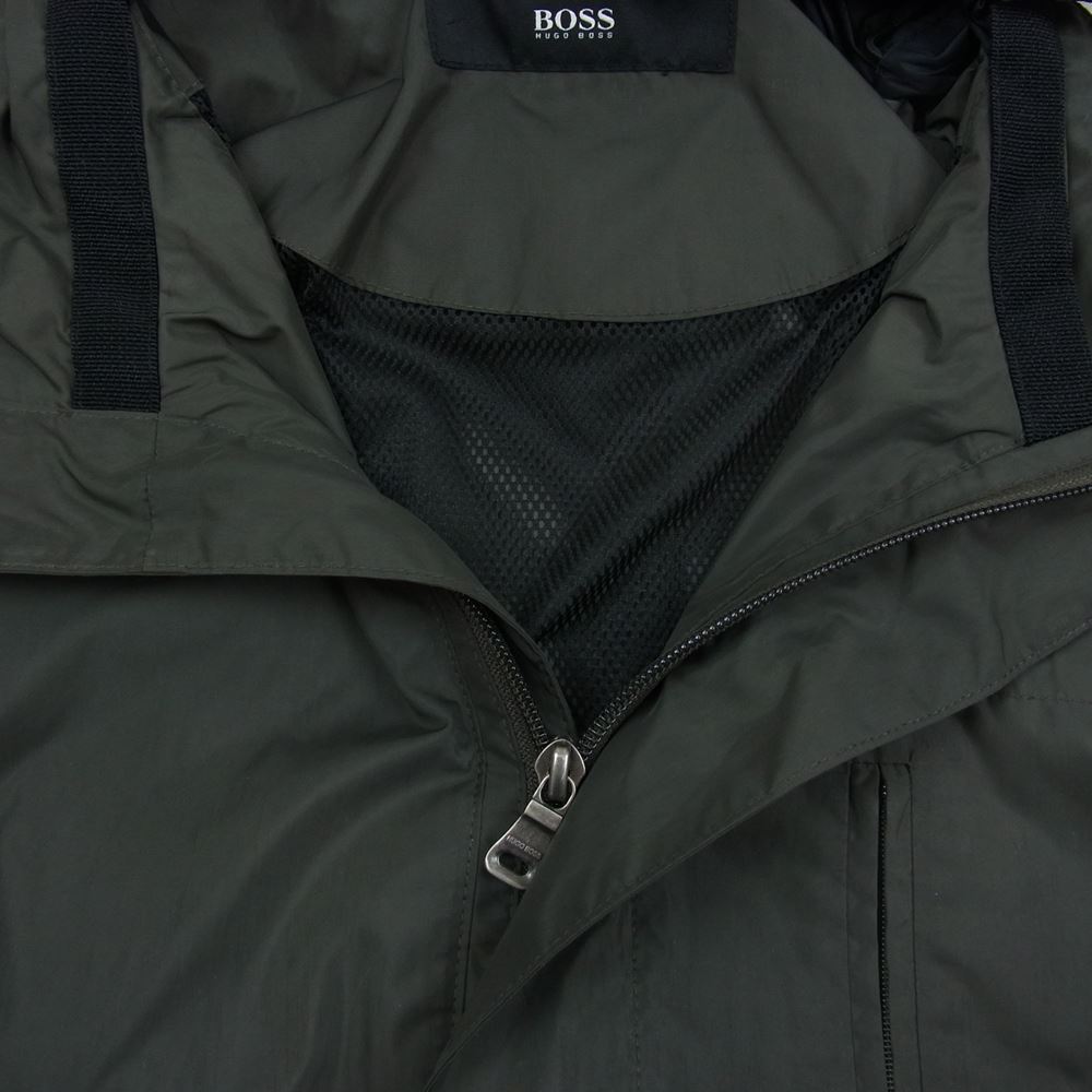 HUGO BOSS ヒューゴボス 22-0602 PROTON-N 収納可能フード付き スタンドカラー フルジップ ミリタリー コート カーキ系【中古】