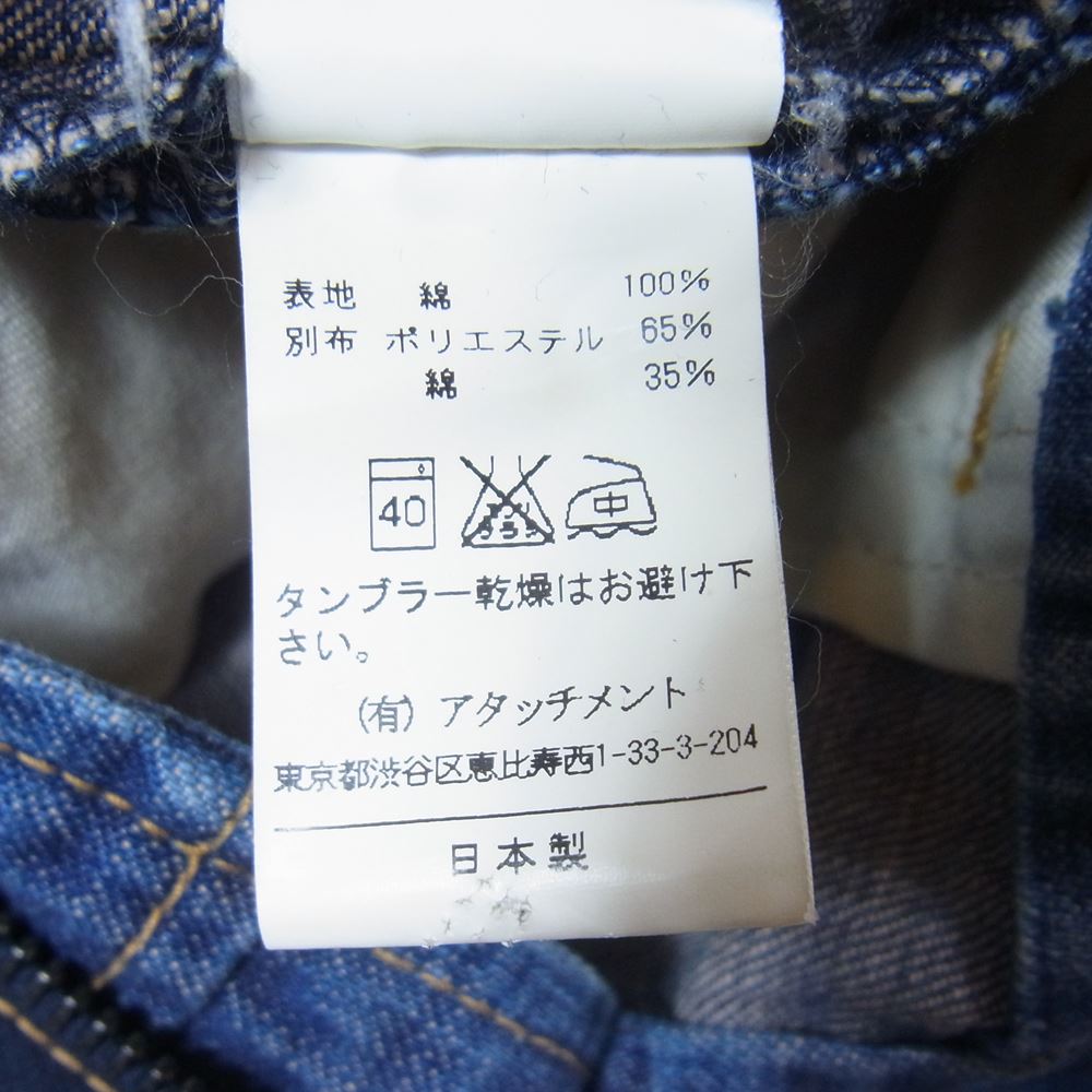 ATTACHMENT アタッチメント デニム オールインワン ツナギ インディゴブルー系 2【中古】