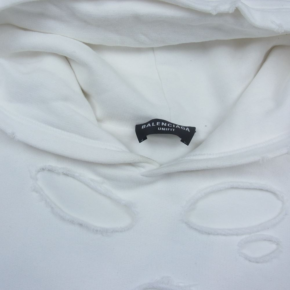 BALENCIAGA バレンシアガ 21SS 659403 TKVB6  国内正規品 DESTROYED ロゴ デストロイ パーカー ホワイト系 XXS【中古】